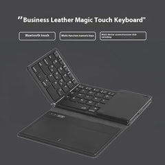 New B055 Business Leather Large Touch Version Bluetooth Folding Keyboard