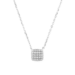 Sterling Silver Square Stone Full-shop Pendant Necklace