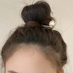 Refined Grace Pearl Metal Hairpin Bun Updo Decoration