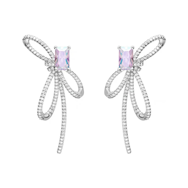 Aurora Ribbon Bow Small Sugar Cube Earrings