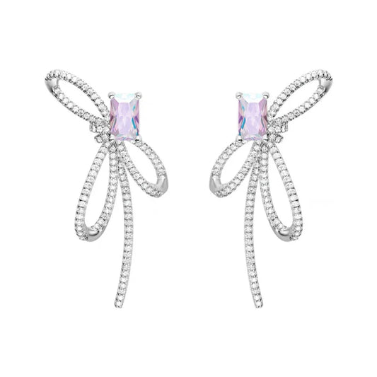 Aurora Ribbon Bow Small Sugar Cube Earrings