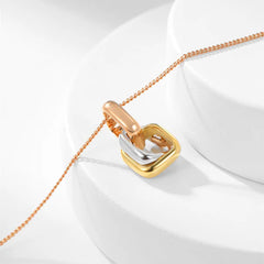 Square Three-color Ring Necklace Interlocking Clavicle Chain