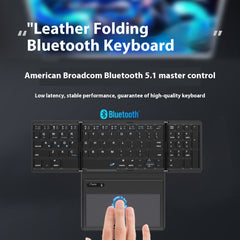 New B055 Business Leather Large Touch Version Bluetooth Folding Keyboard