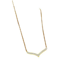 Simple Style Full Diamond Large V Furnace Real Gold Necklace