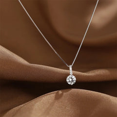 S925 Sterling Silver Solitaire Necklace Female Light Luxury And Simplicity Temperament