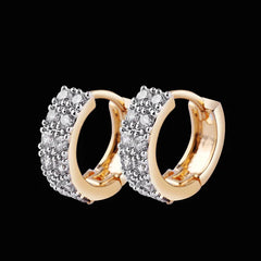 Two-color Plating Fine Zircon-embedded Earrings Women