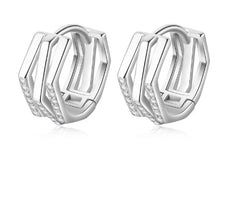 S999 Silver Fashion Simple Geometric Three-Ring Ear Clip