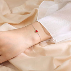 S925 Silver Bracelet Female Korean Style Red Heart Bracelet