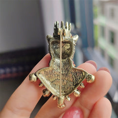 Women's Diamond Crown Bear Brooch