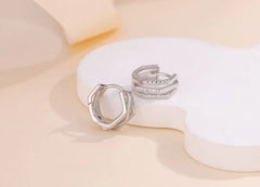 S999 Silver Fashion Simple Geometric Three-Ring Ear Clip