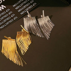 18K Heavy Metal Snake Bones Chain Line Tassel Earrings