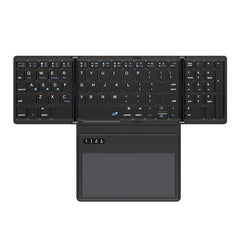 New B055 Business Leather Large Touch Version Bluetooth Folding Keyboard