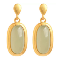 Ancient Gold Inlaid Hetian Jade Earrings For Women New Long