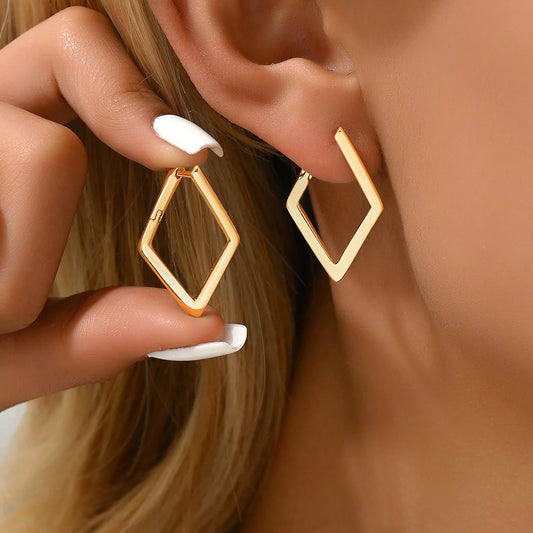 Simple Geometric Quadrilateral Design Earrings