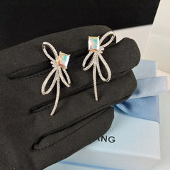 Aurora Ribbon Bow Small Sugar Cube Earrings