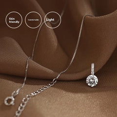 S925 Sterling Silver Solitaire Necklace Female Light Luxury And Simplicity Temperament